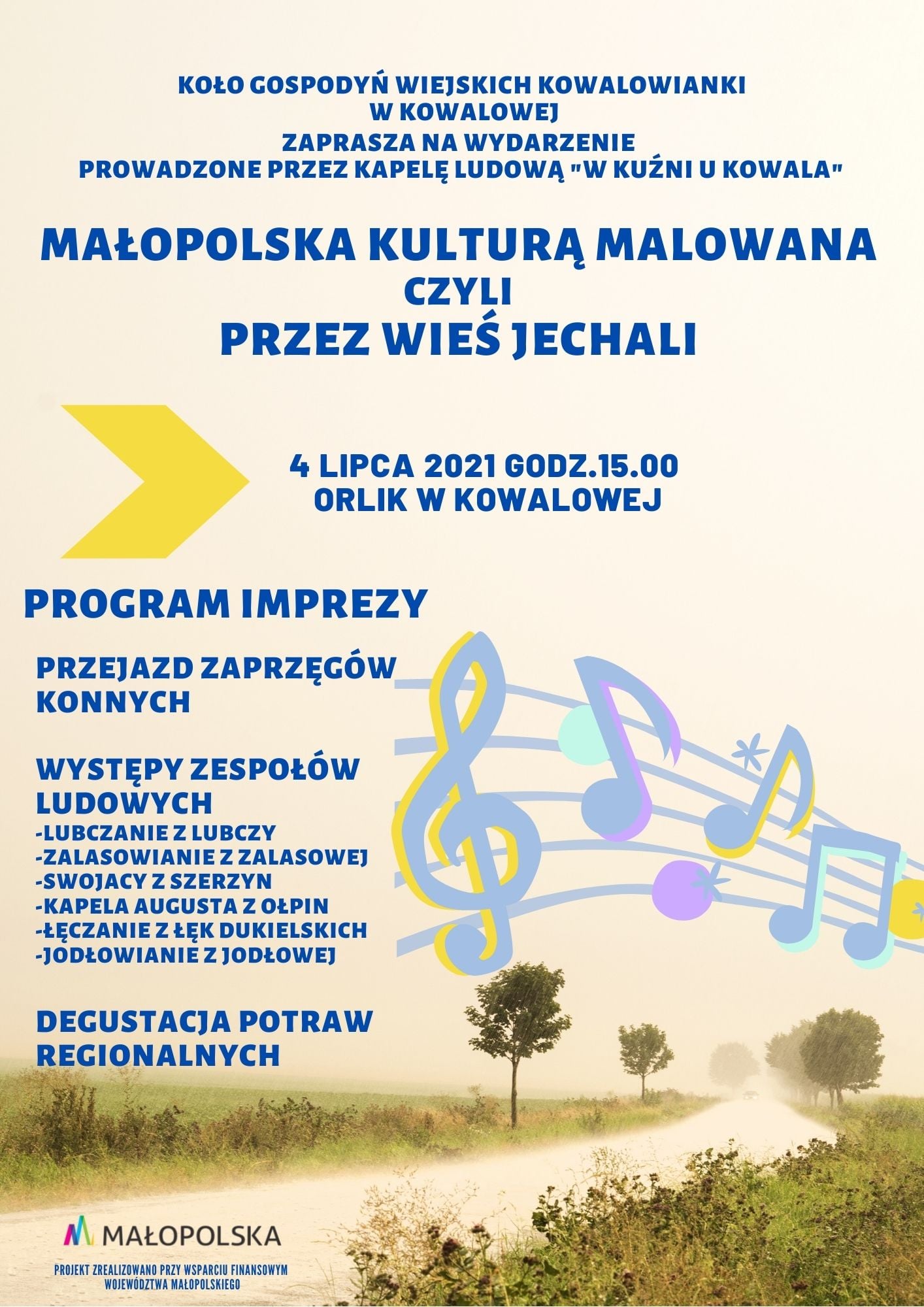 Plakat informujący o wydarzeniu w Kowalowej