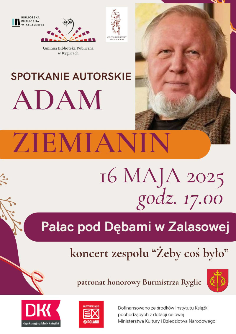Informacja o spotkaniu z Adamem Ziemianinem