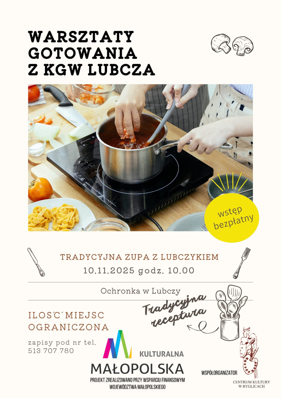 Informacja o warsztatach gotowania z KGW Lubcza