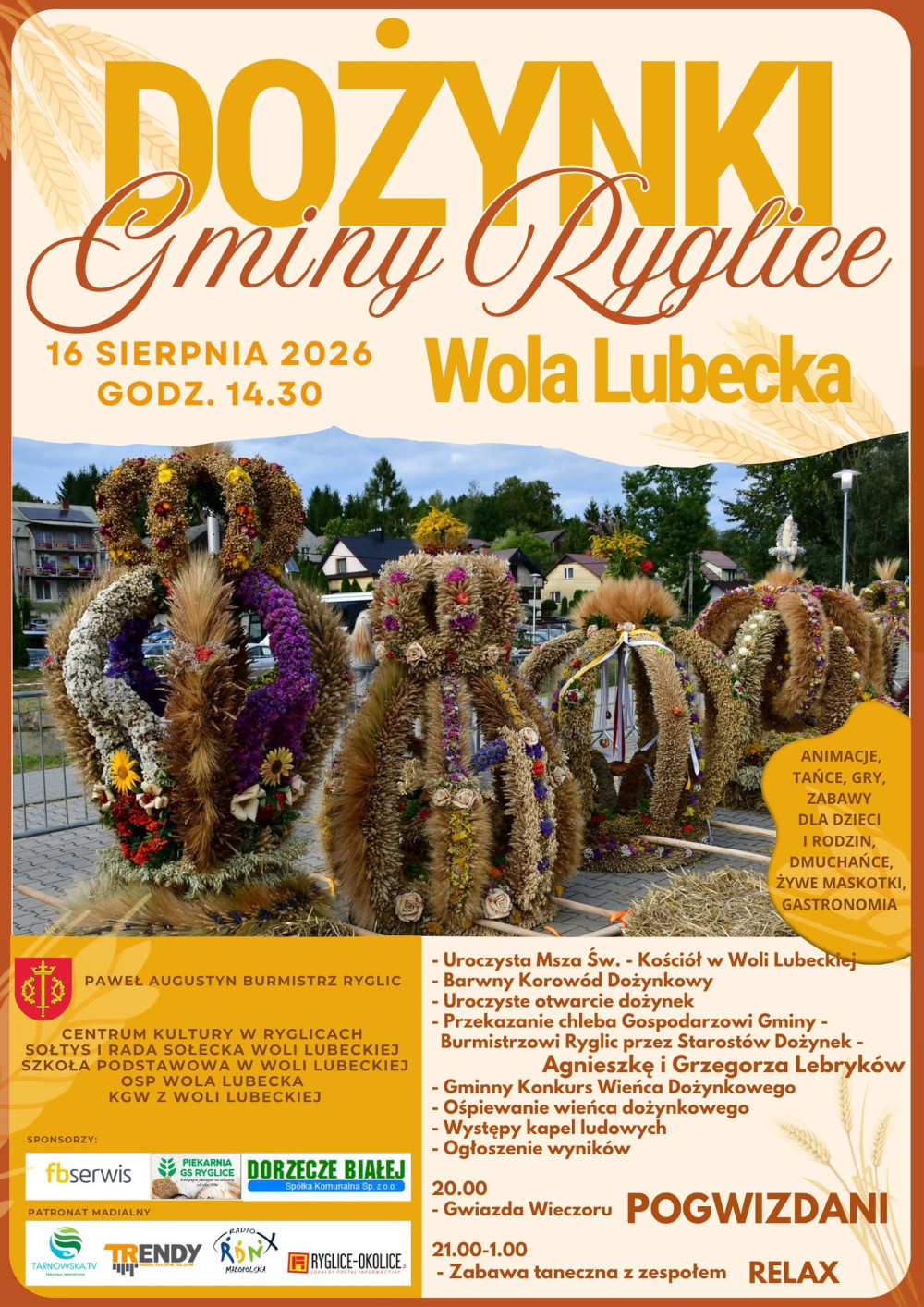 Informacja o Dożynkach Gminy Ryglice w Woli Lubeckiej